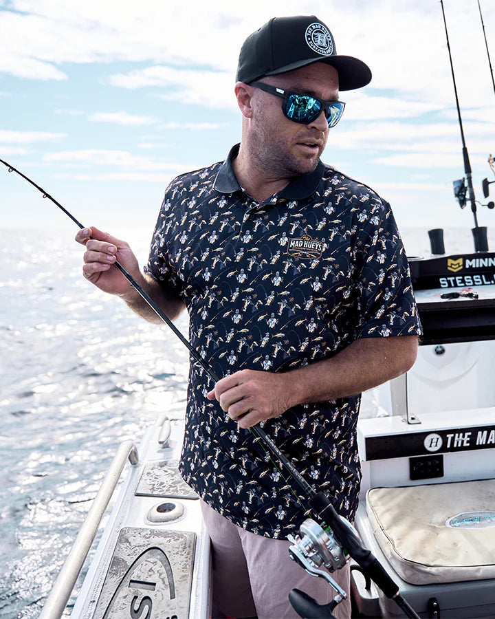 Mad Fisherman | UPF 50+ SS Polo - Navy | The Mad Hueys