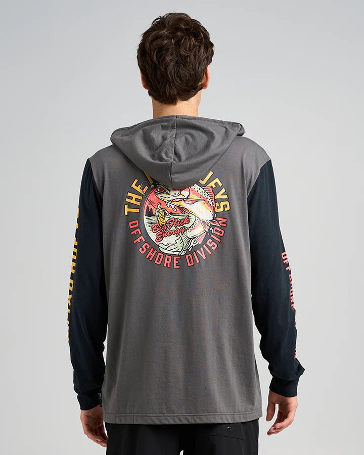 Big Flick Energy | UPF 50+ Hooded Fishing Polo - Charcoal | The Mad Hueys