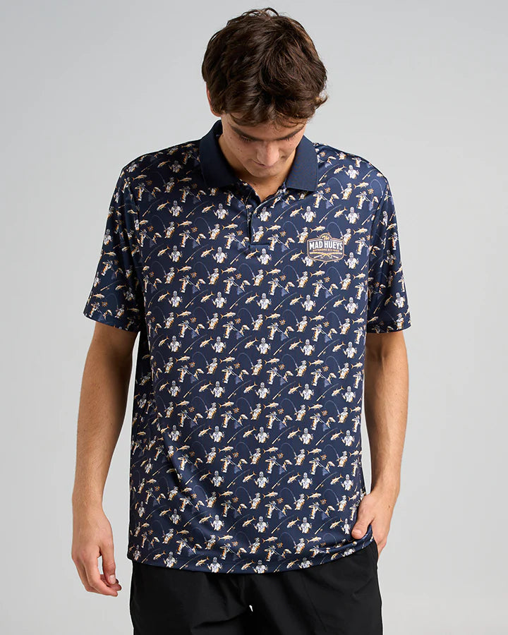 Mad Fisherman | UPF 50+ SS Polo - Navy | The Mad Hueys