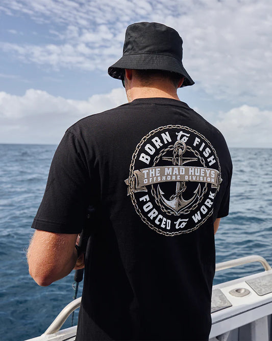 Born to Fish | SS Tee - Black | The Mad Hueys