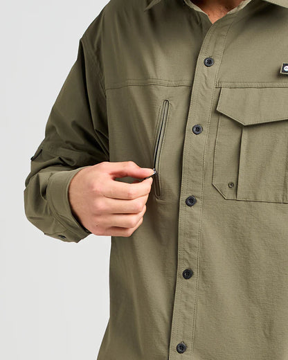Born to Fish | UPF 50+ Fishing Shirt - Olive | The Mad Hueys