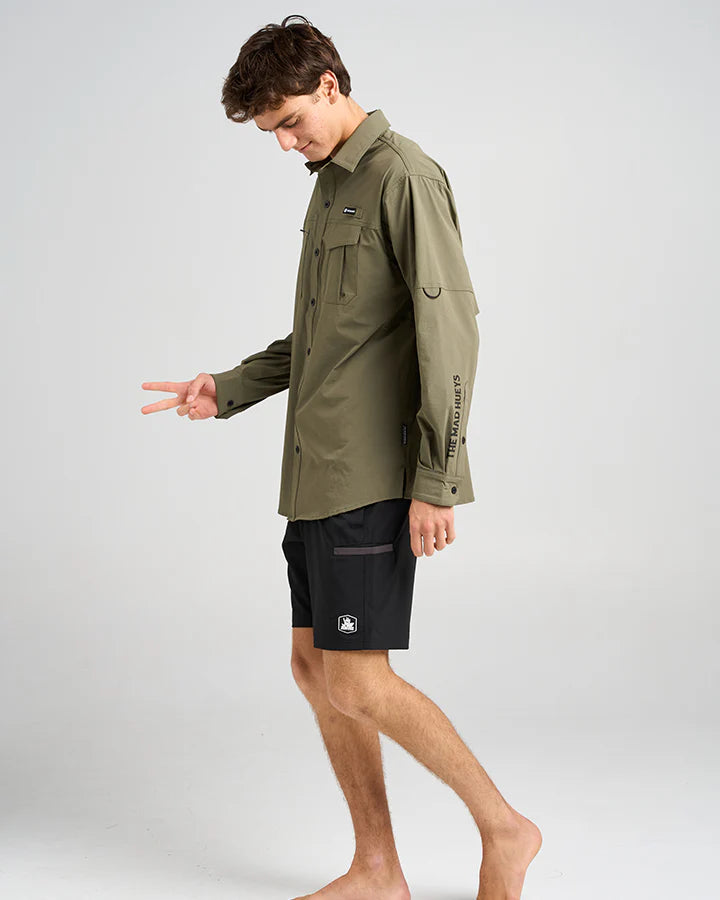 Born to Fish | UPF 50+ Fishing Shirt - Olive | The Mad Hueys