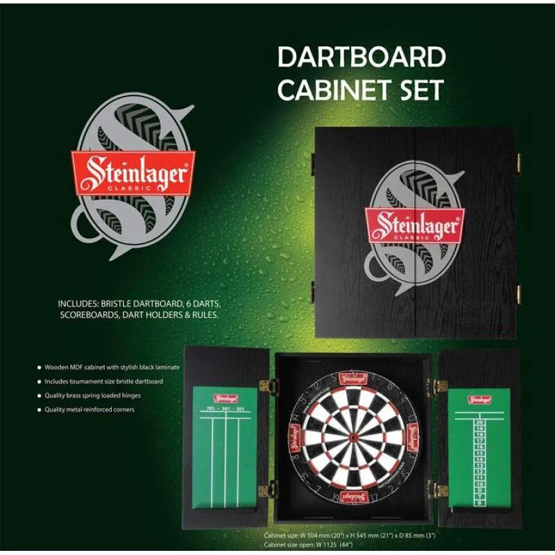 Steinlager Dartboard Cabinet Set