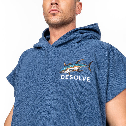 albacares-poncho-towel-vintage-blue-back | Turners Sports NZ